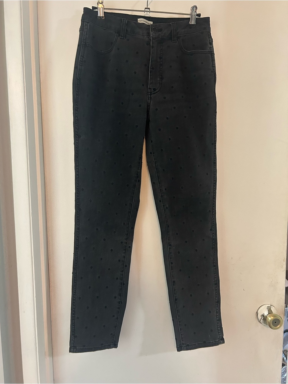 Ulla Johnson Women’s Black Polka Dot Skinny Jeans - slight wear